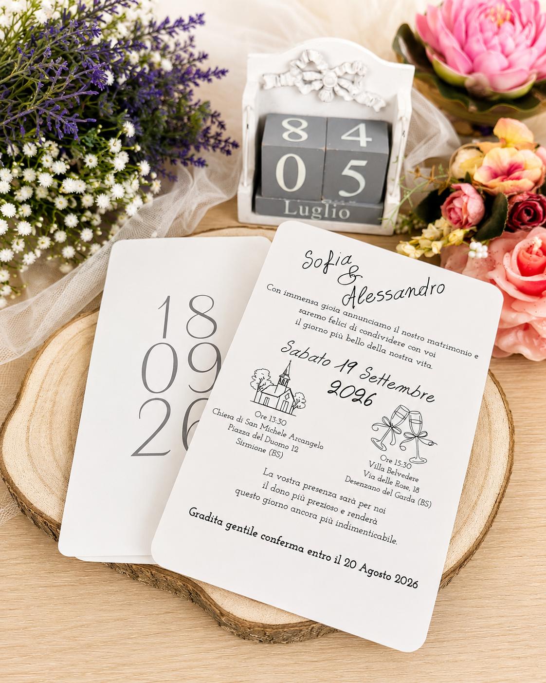 Invito Matrimonio Personalizzato “La Nostra Data” con Fiocco