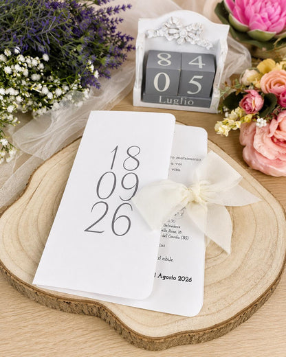 Invito Matrimonio Personalizzato “La Nostra Data” con Fiocco