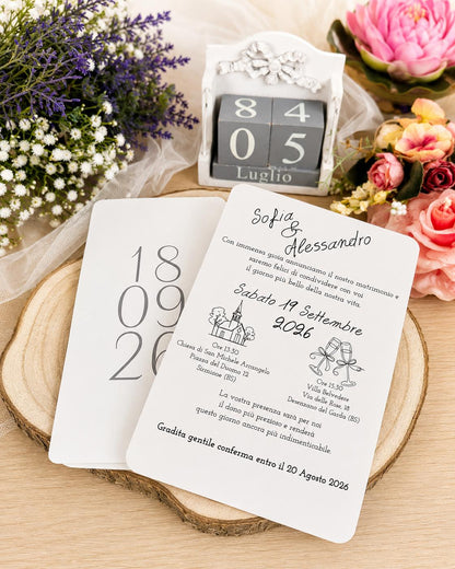 Invito Matrimonio Personalizzato “La Nostra Data” con Fiocco