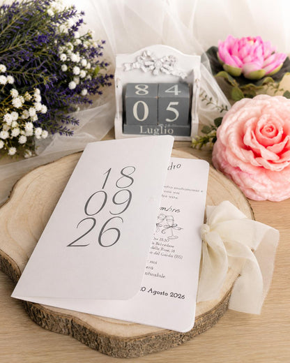Invito Matrimonio Personalizzato “La Nostra Data” con Fiocco